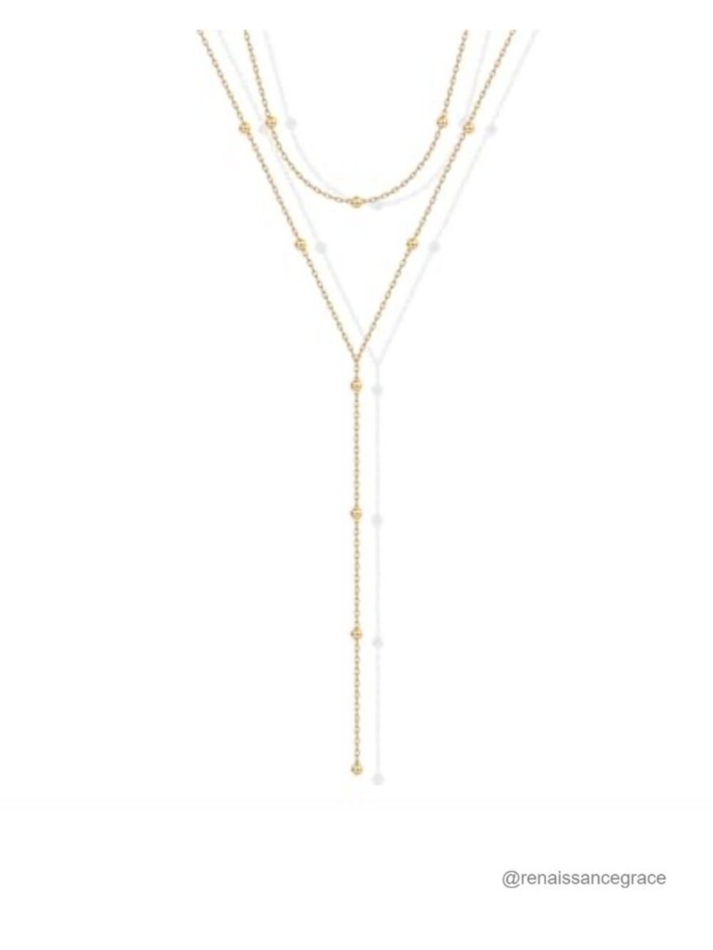 14K Gold Plated Layered Lariat Necklace for Women, Cubic Zirconia, Drop Y Chain